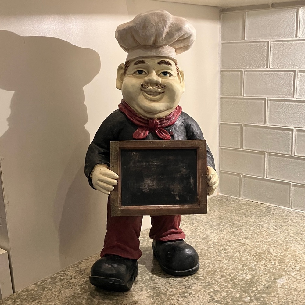 Chef Figurine with Chalkboard